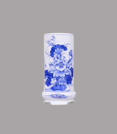 ống hương men lam sứ khử Bát Tràng - Gốm Chín