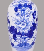Tiểu Lộc Bình Sen Men Lam Sứ Khử Bát Tràng - Gốm Chín